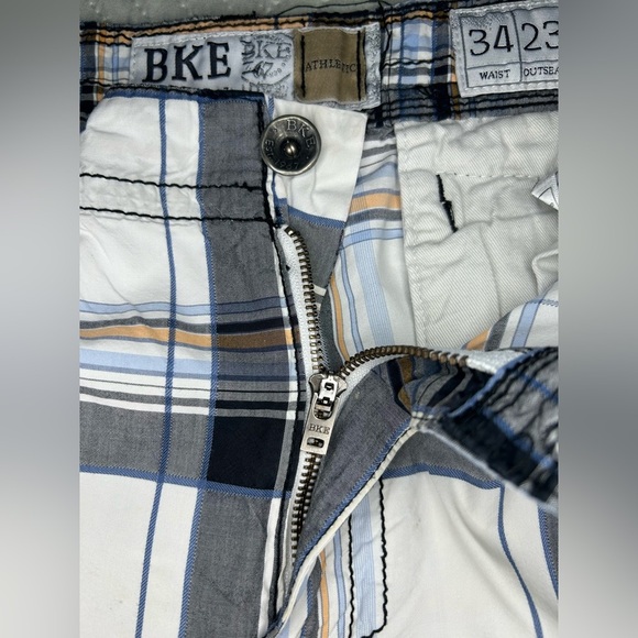 NWOT BKE Bellaire Athletic Fit Plaid Cargo Shorts Men’s 34x23 - Picture 9 of 15
